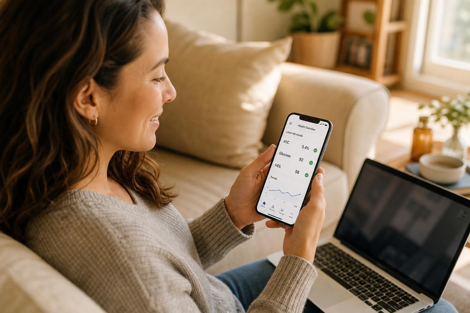 Person at home reviewing wellness information on a phone